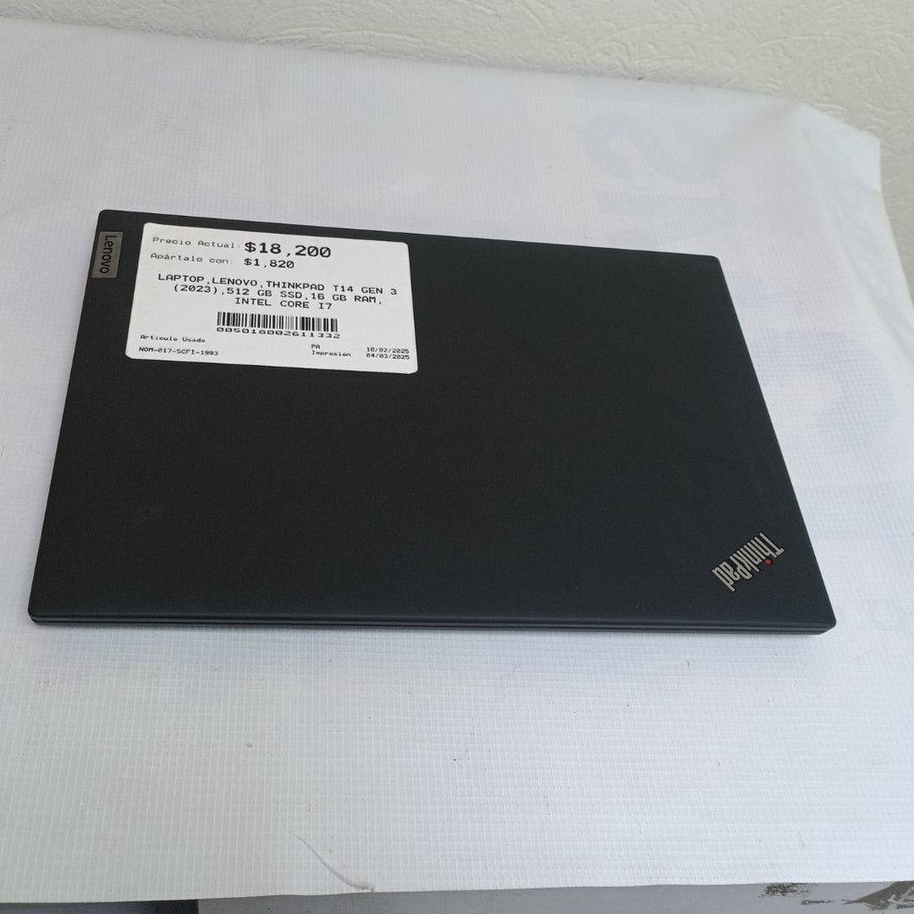 LAPTOP LENOVO THINKPAD T14 GEN 3 (2023) 512 GB SSD 16 GB RAM (SEMINUEVO)