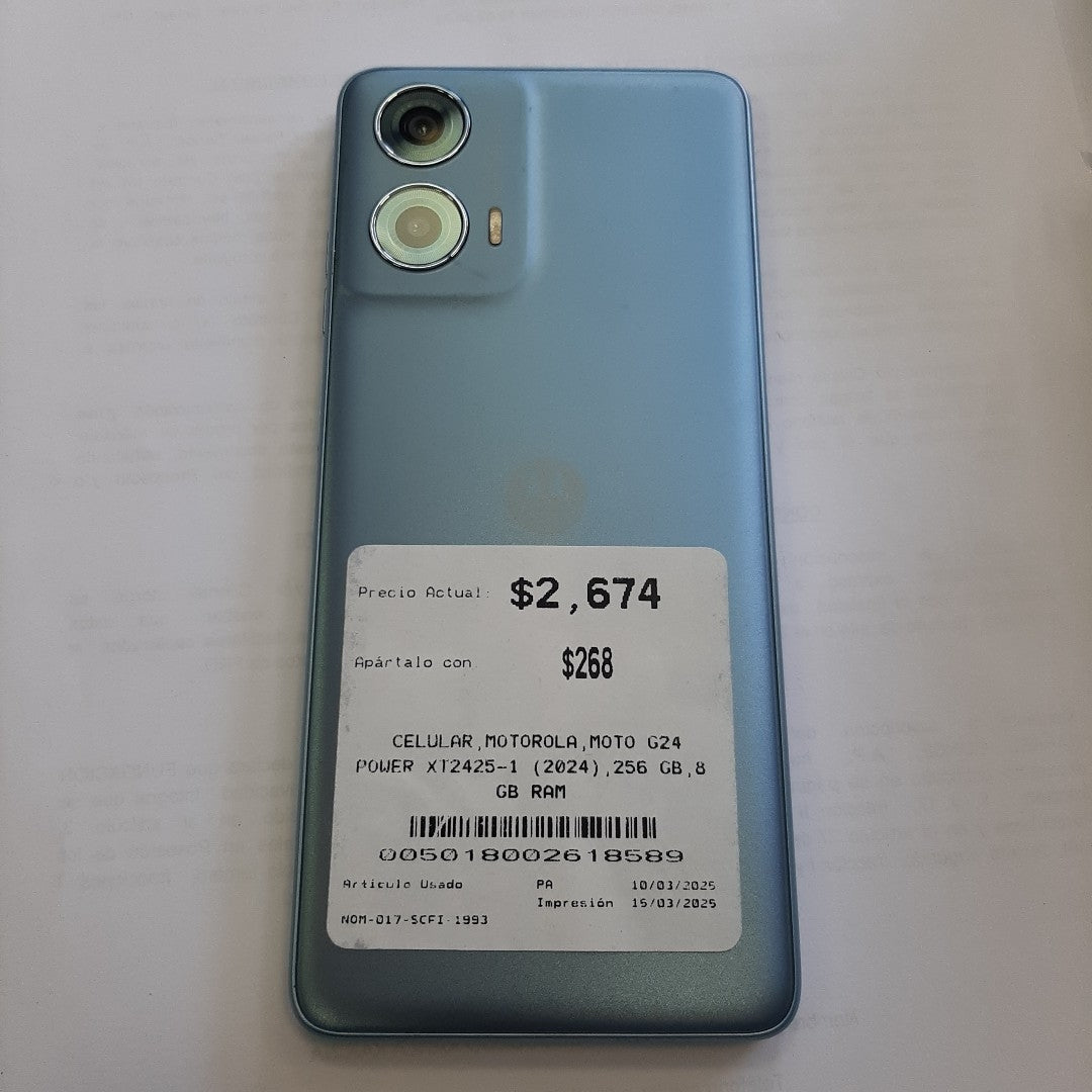 CELULAR MOTOROLA MOTO G24 POWER XT2425-1 (2024) 256 GB 8 GB RAM (SEMINUEVO)