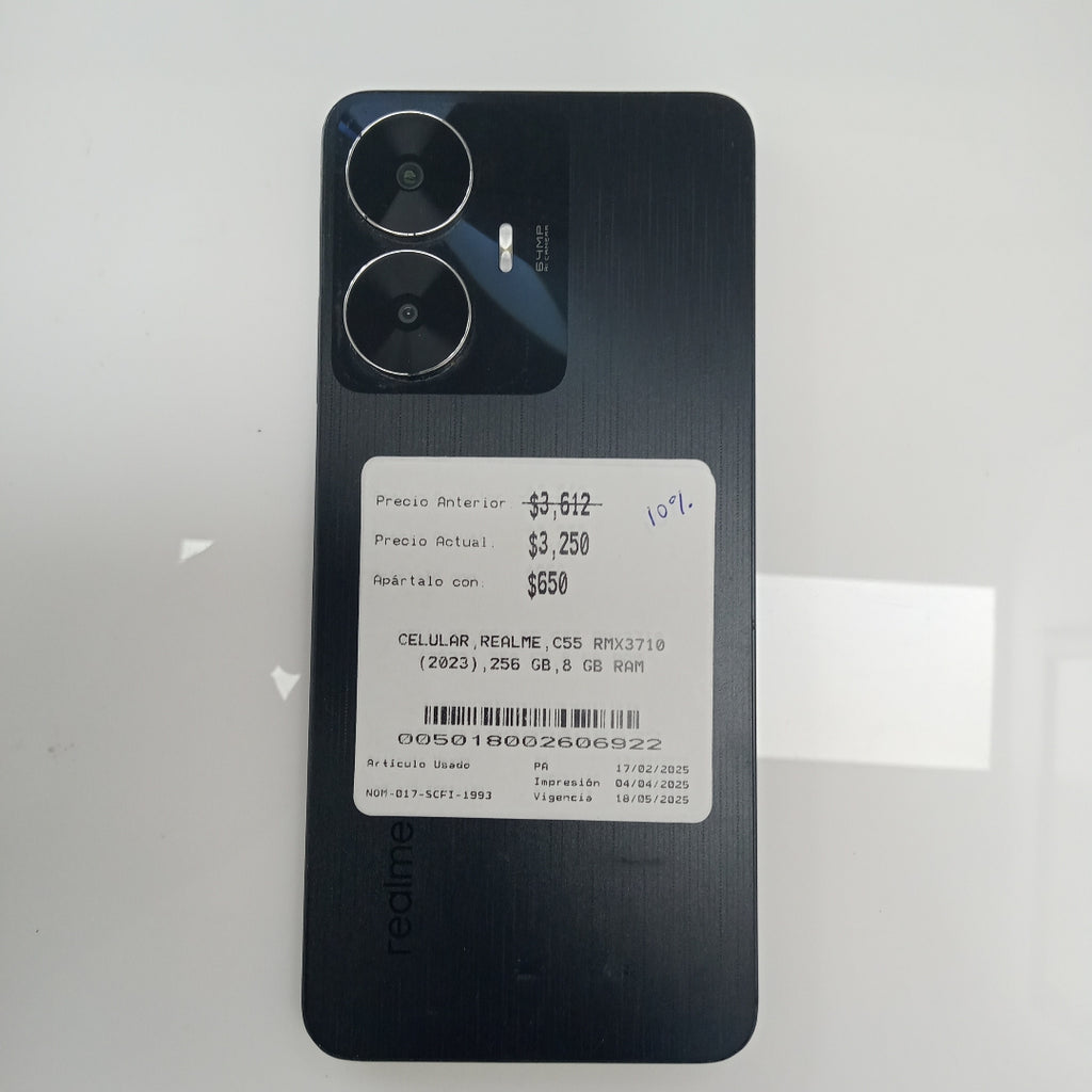 CELULAR REALME C55 RMX3710 (2023) 256 GB 8 GB RAM (SEMINUEVO)