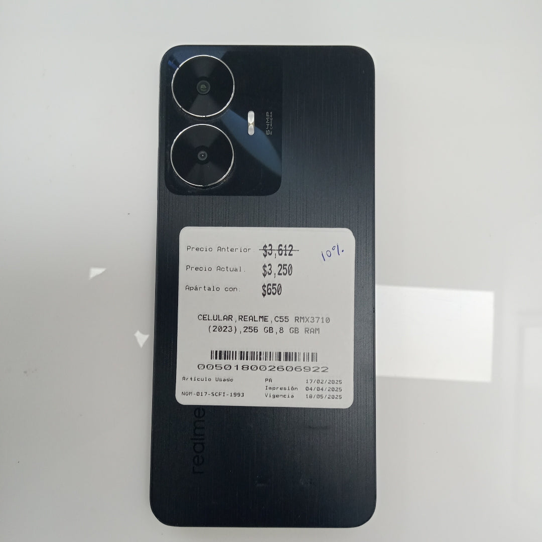 CELULAR REALME C55 RMX3710 (2023) 256 GB 8 GB RAM (SEMINUEVO)