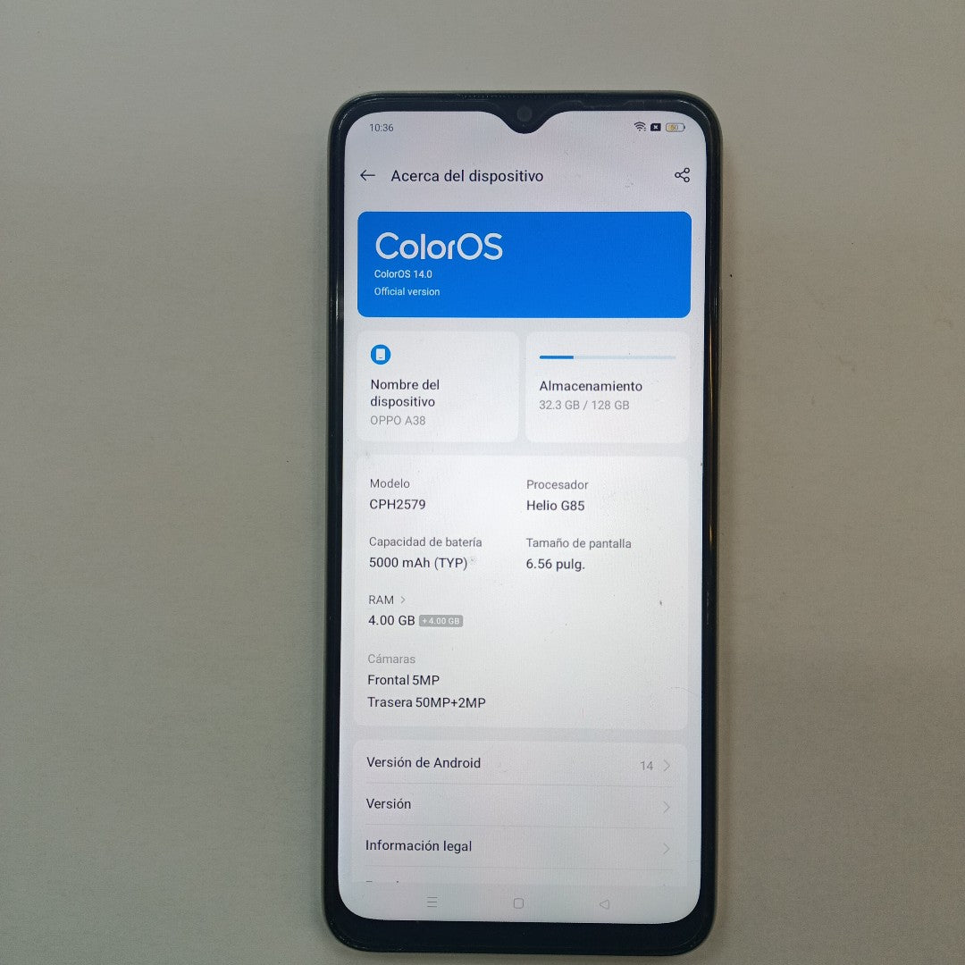 CELULAR OPPO  A38 CPH2579 (2023) 128 GB 4 GB RAM (SEMINUEVO)