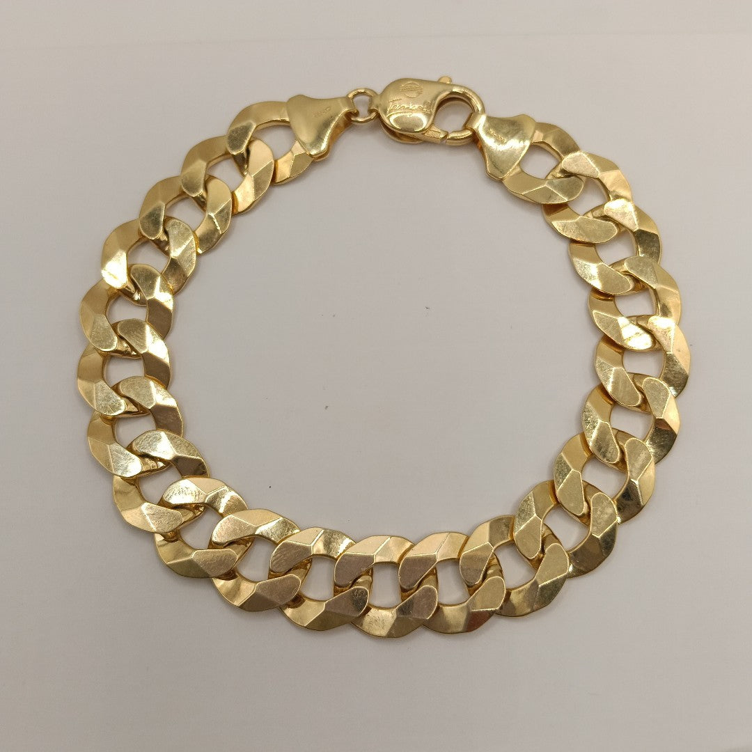 PULSERAS CABALLERO BARBADA AMARILLA ORO 14K 29.6 (NUEVO)