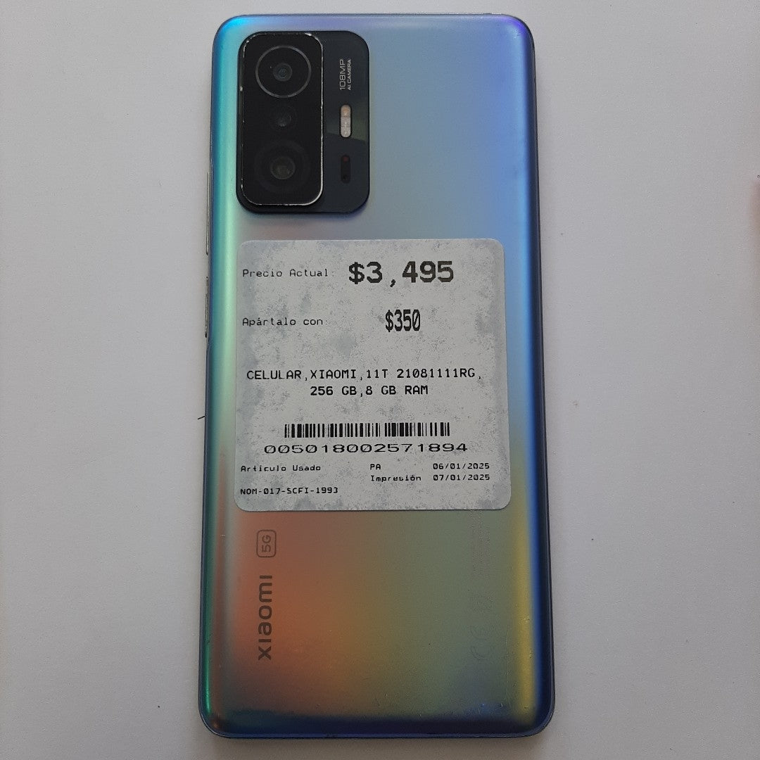 CELULAR XIAOMI 11T 21081111RG 256 GB 8 GB RAM (SEMINUEVO)