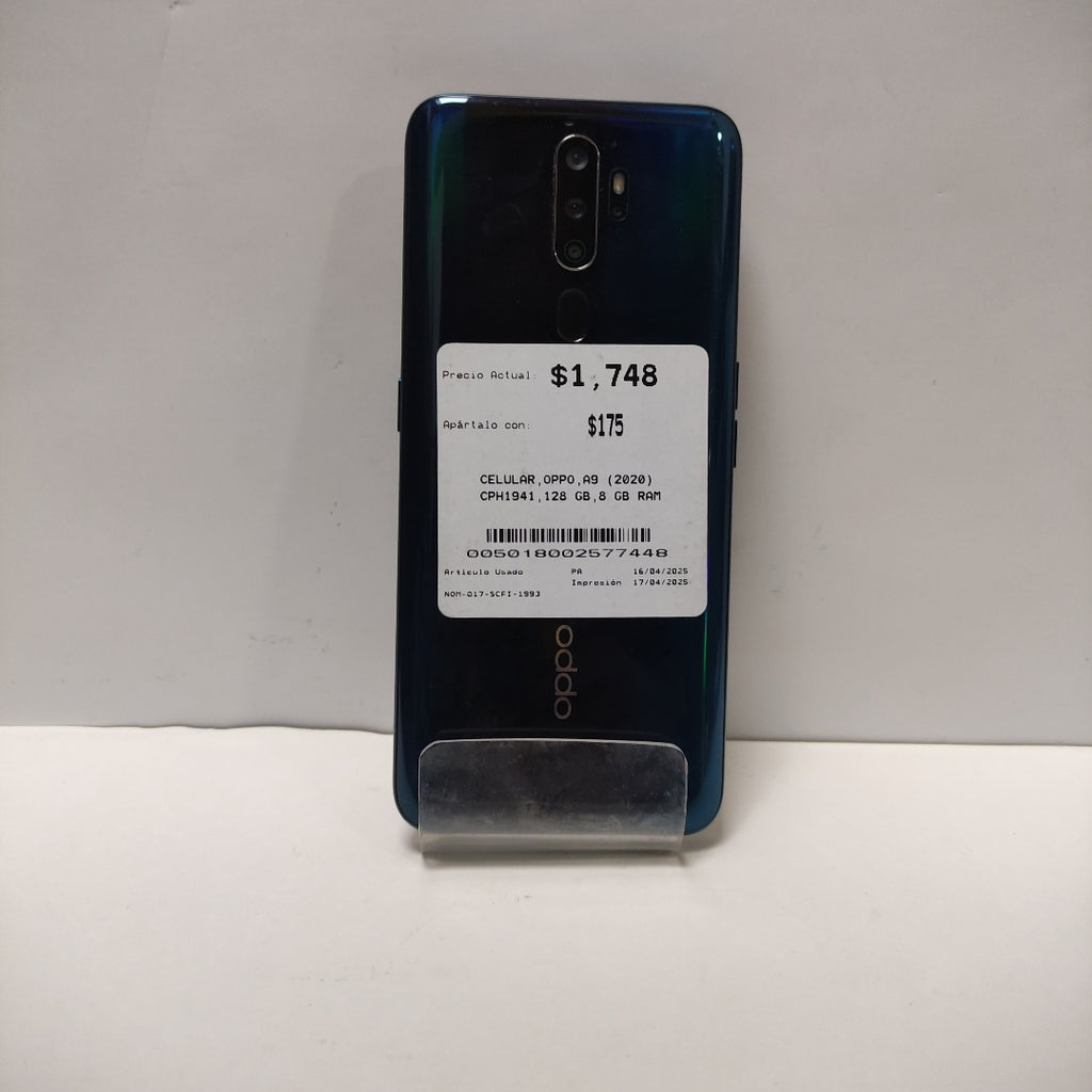 CELULAR OPPO  A9 (2020) CPH1941 128 GB 8 GB RAM (SEMINUEVO)