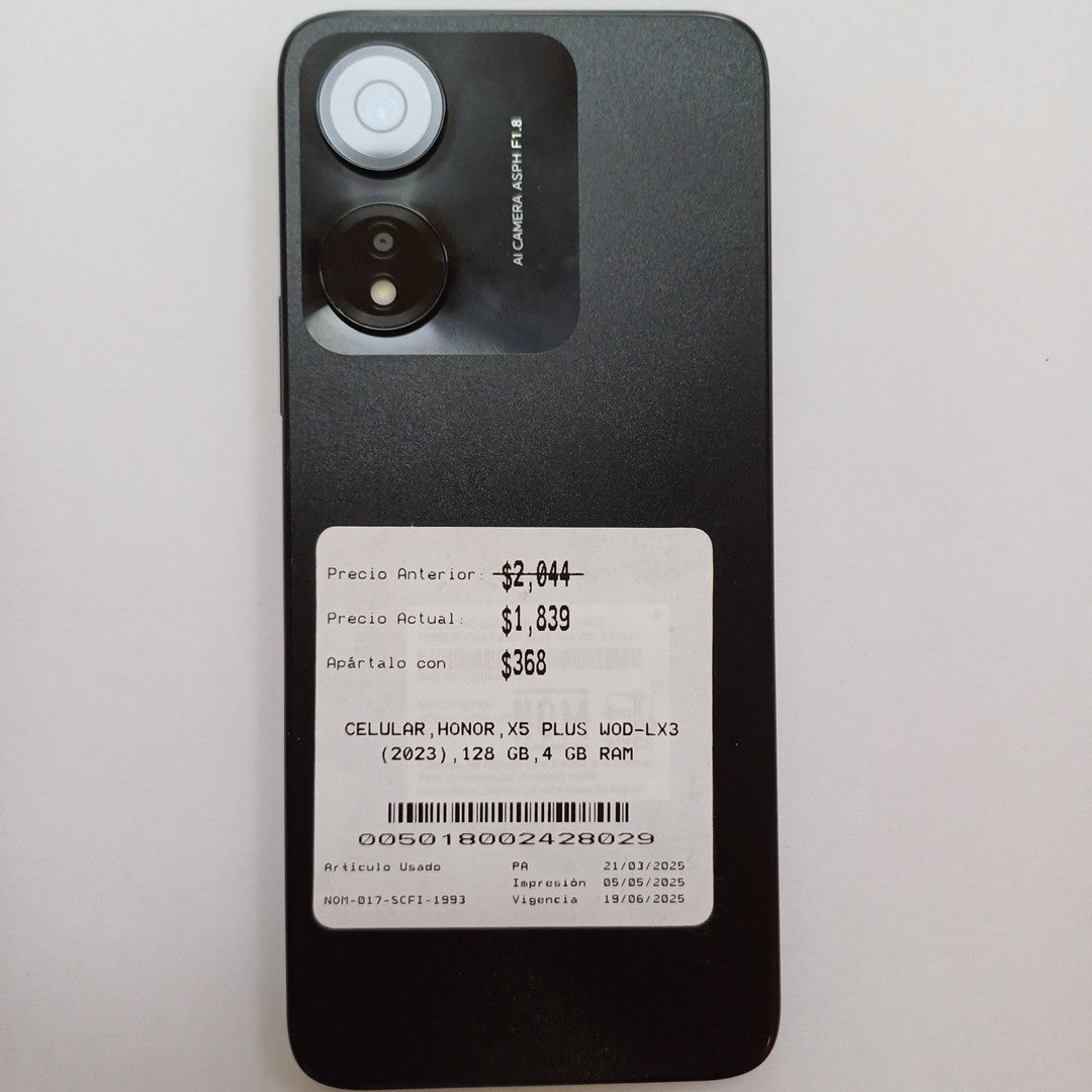 CELULAR HONOR X5 PLUS WOD-LX3 (2023) 128 GB 4 GB RAM (SEMINUEVO)