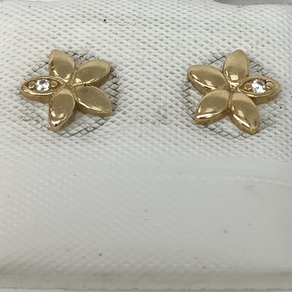 10021BRO44800B448 FRD4 BROQUEL DE FLOR 5 HOJAS CON UNA CIRCONIA ORO 14K 1GRS (NUEVO)