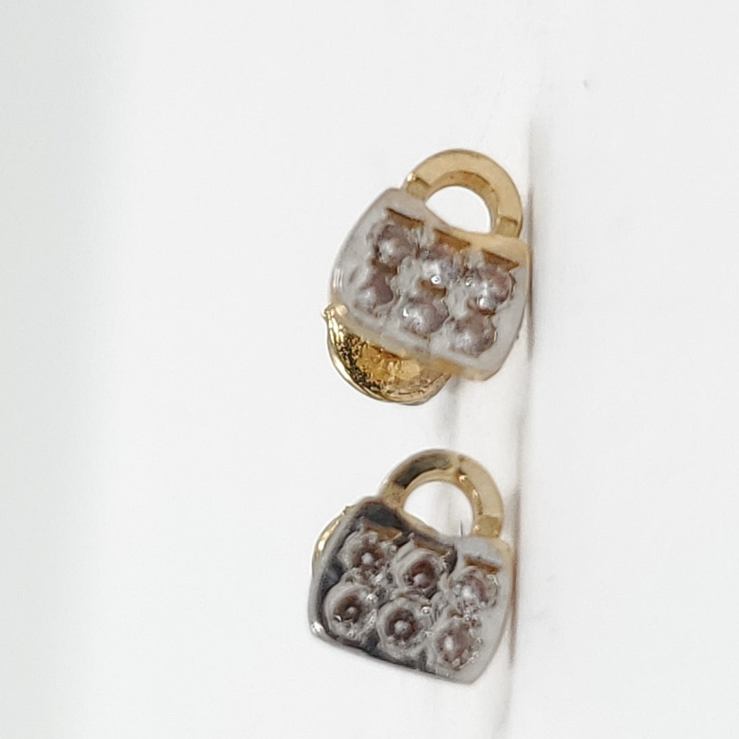 Broqueles para Dama Oro amarillo 14 K "Candado" con Circonias (nuevo)