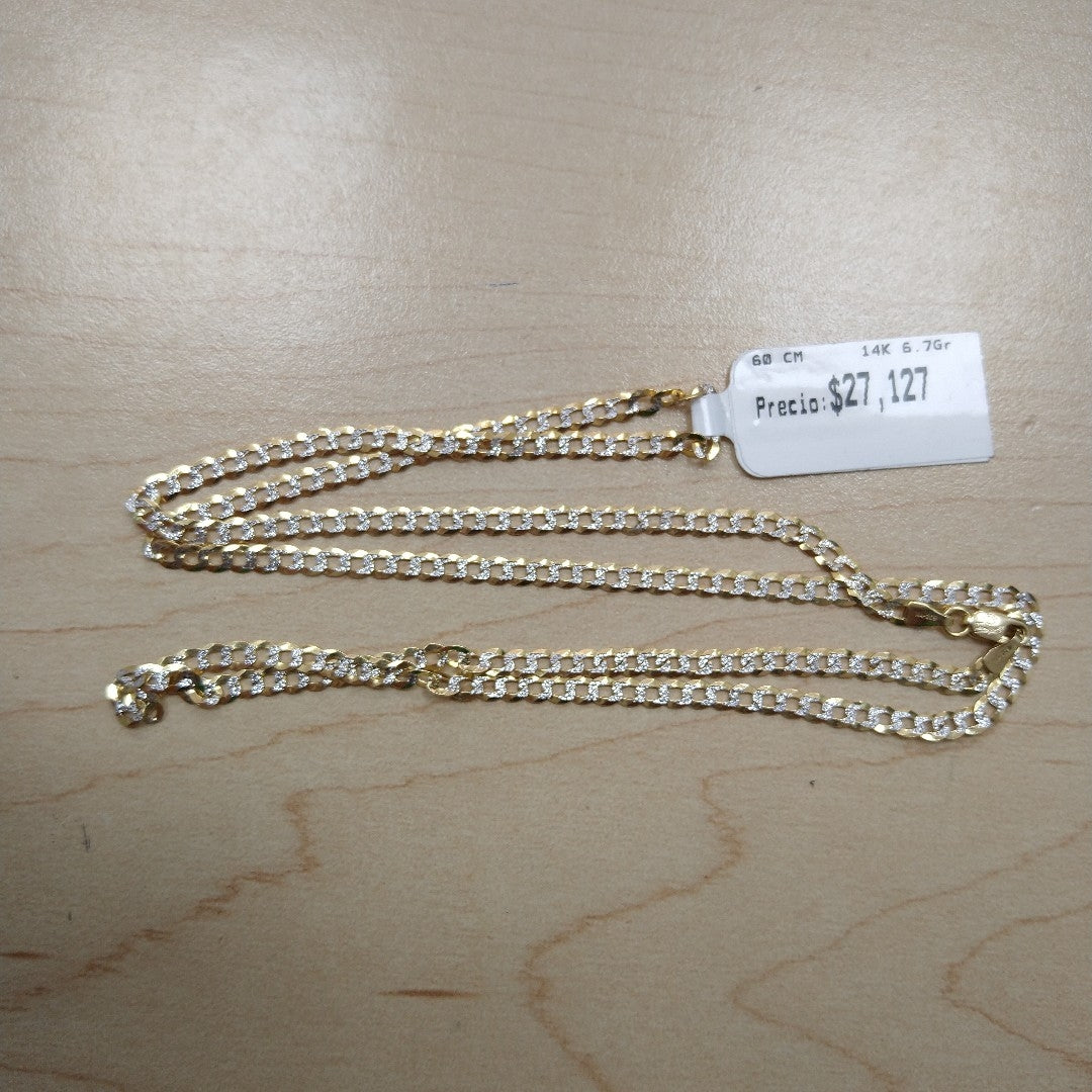 CADENAS BARBADA DIAMANTADA ORO 14K 6.7 (NUEVO)