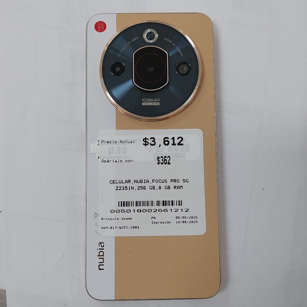CELULAR NUBIA  FOCUS PRO 5G Z2351N 256 GB 8 GB RAM (SEMINUEVO)