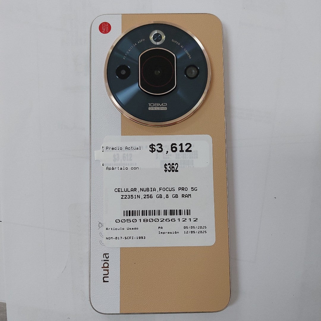 CELULAR NUBIA  FOCUS PRO 5G Z2351N 256 GB 8 GB RAM (SEMINUEVO)