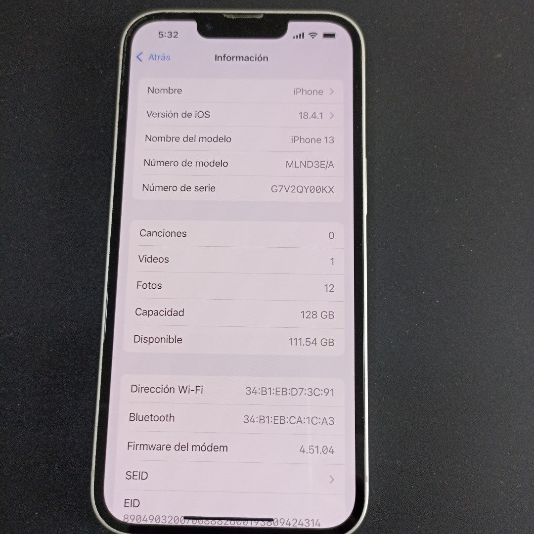 CELULAR APPLE IPHONE 13 A2631 128 GB 4 GB RAM (SEMINUEVO)