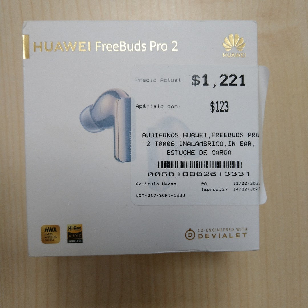 AUDIFONOS HUAWEI FREEBUDS PRO 2 T0006 INALAMBRICO IN EAR (SEMINUEVO)