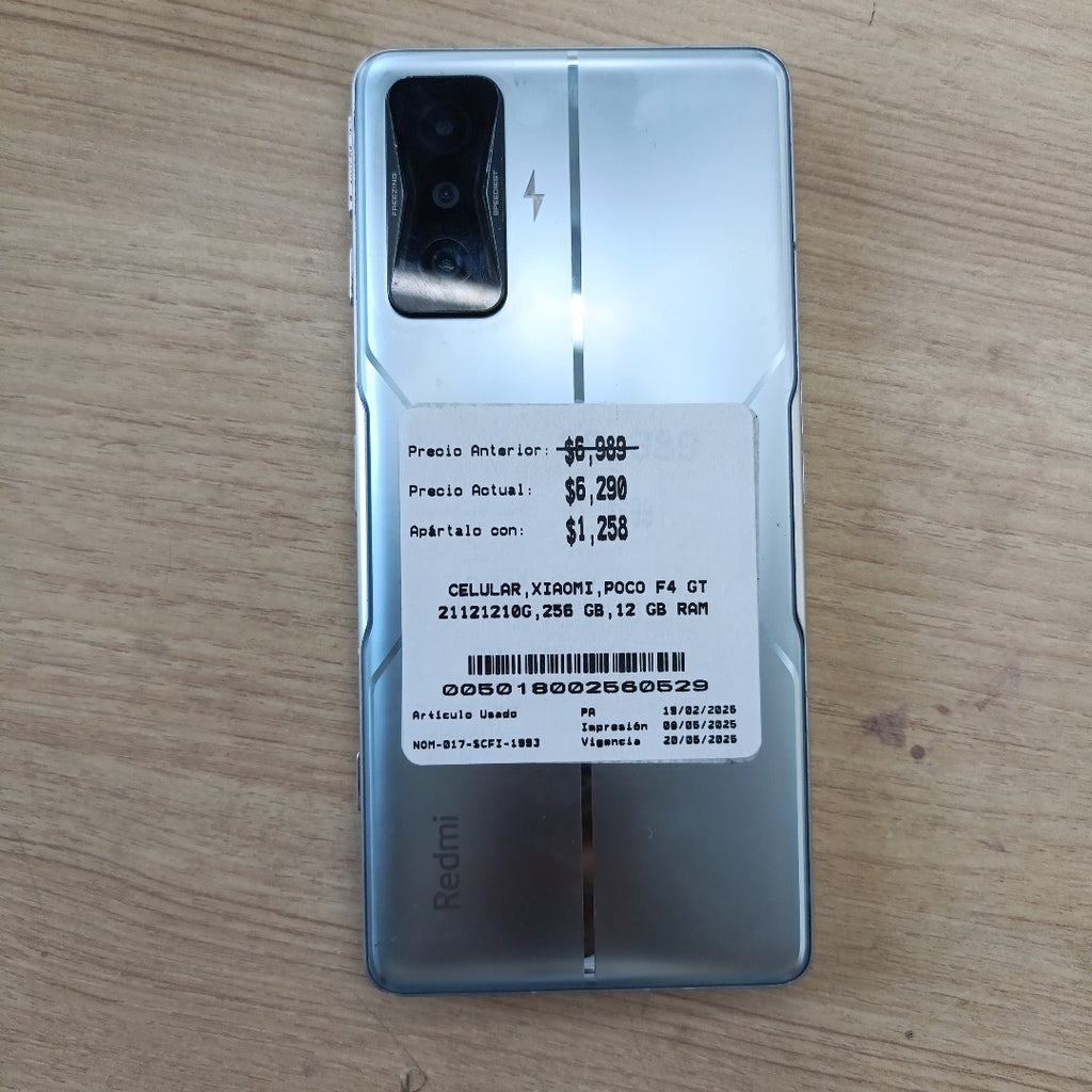 CELULAR XIAOMI POCO F4 GT 21121210G 256 GB 12 GB RAM (SEMINUEVO)