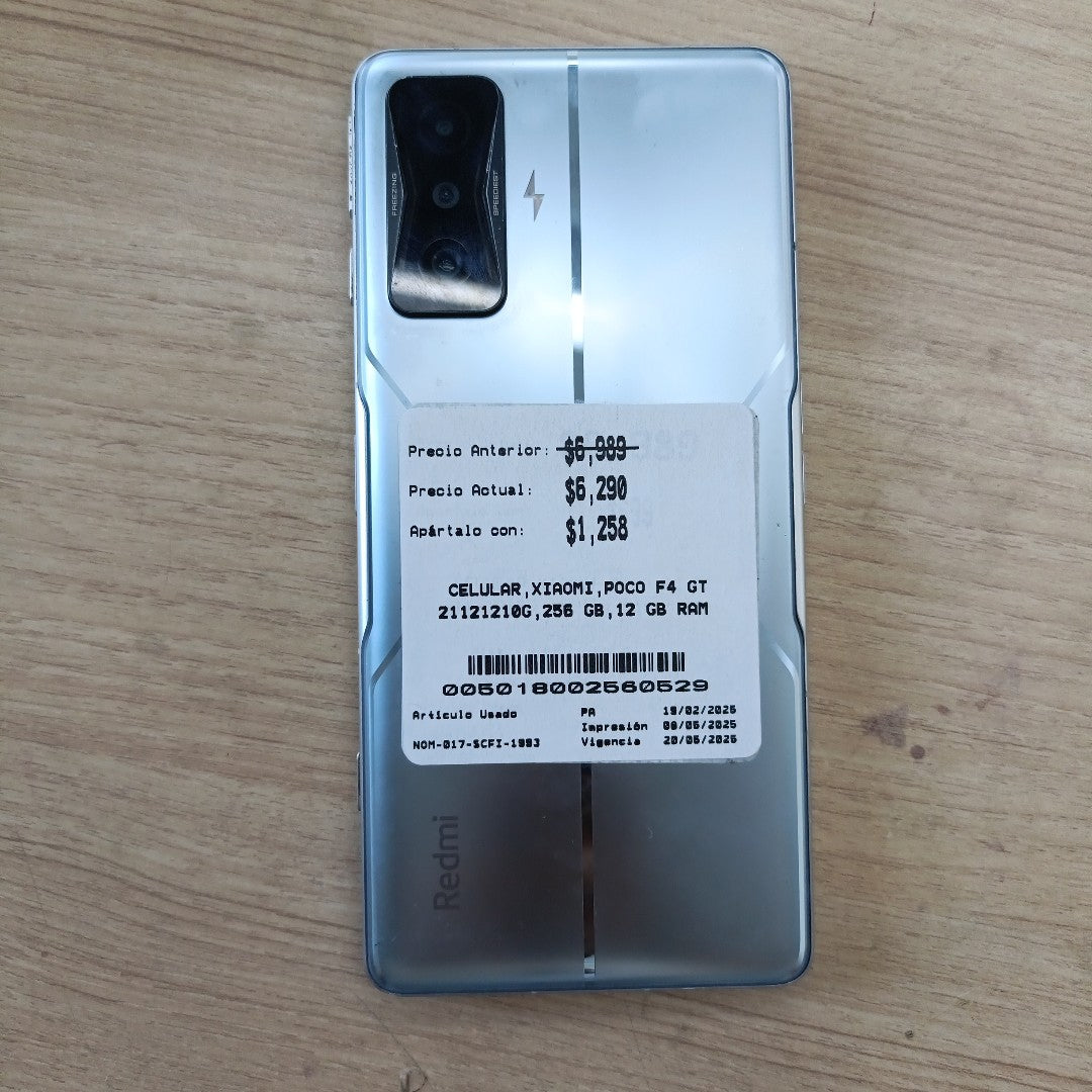CELULAR XIAOMI POCO F4 GT 21121210G 256 GB 12 GB RAM (SEMINUEVO)