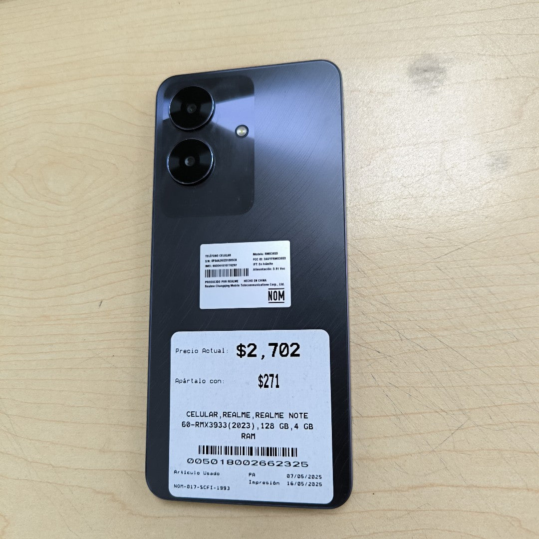 CELULAR REALME REALME NOTE 60-RMX3933(2023) 128 GB 4 GB RAM (SEMINUEVO)