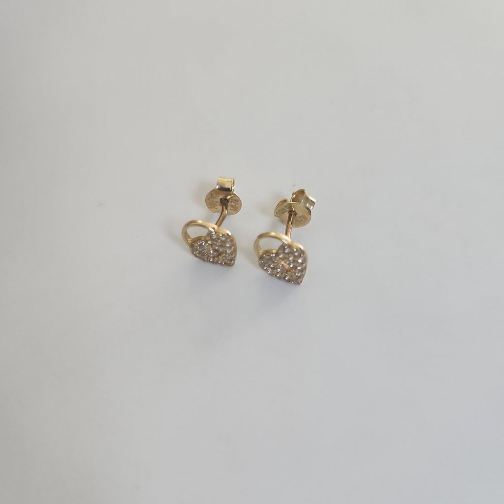 10080BRO00000B1281 FRD7 BROQUEL DE CORAZON CANDADO CON CIRCONIAS ORO 14K 1.2GRS (NUEVO)