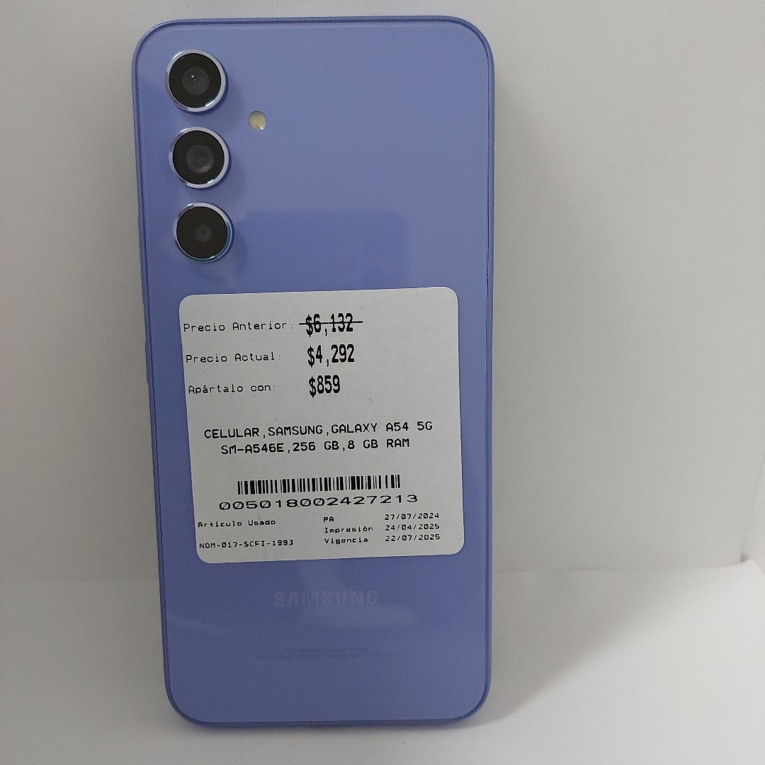 CELULAR SAMSUNG GALAXY A54 5G SM-A546E 256 GB 8 GB RAM (SEMINUEVO)