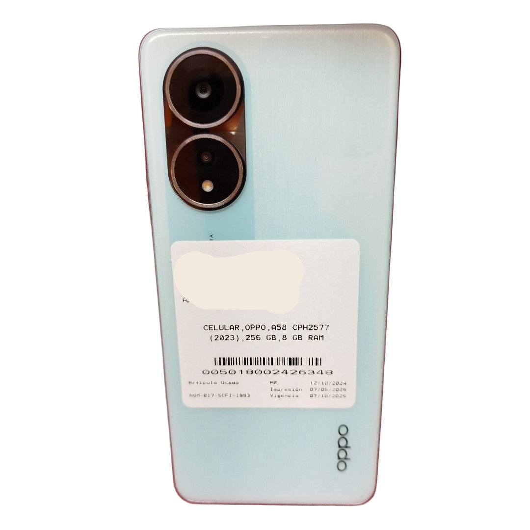 CELULAR OPPO  A58 CPH2577 (2023) 256 GB 8 GB RAM (SEMINUEVO)