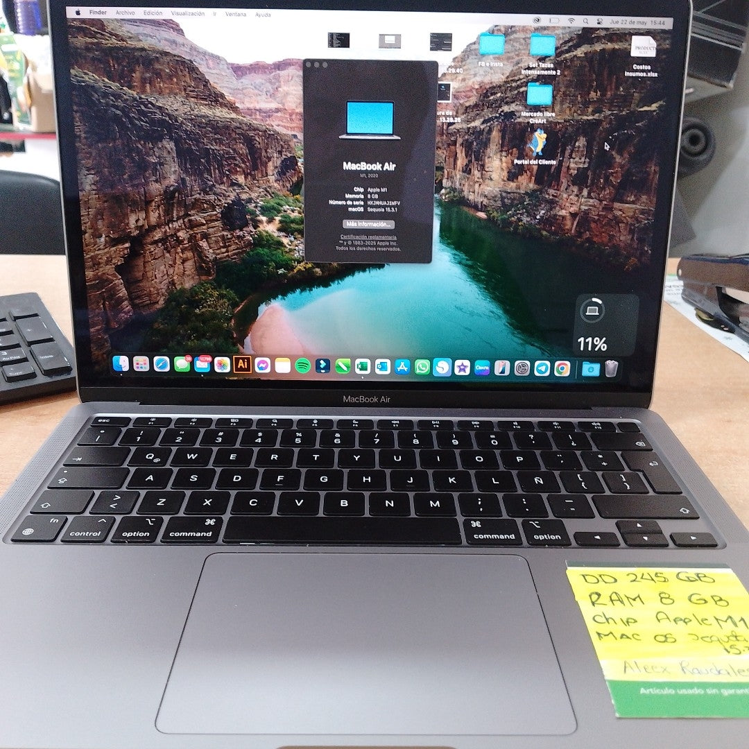 LAPTOP APPLE MACBOOK AIR 13" 2020 3.2 A2337 256 GB SSD 8 GB RAM (SEMINUEVO)