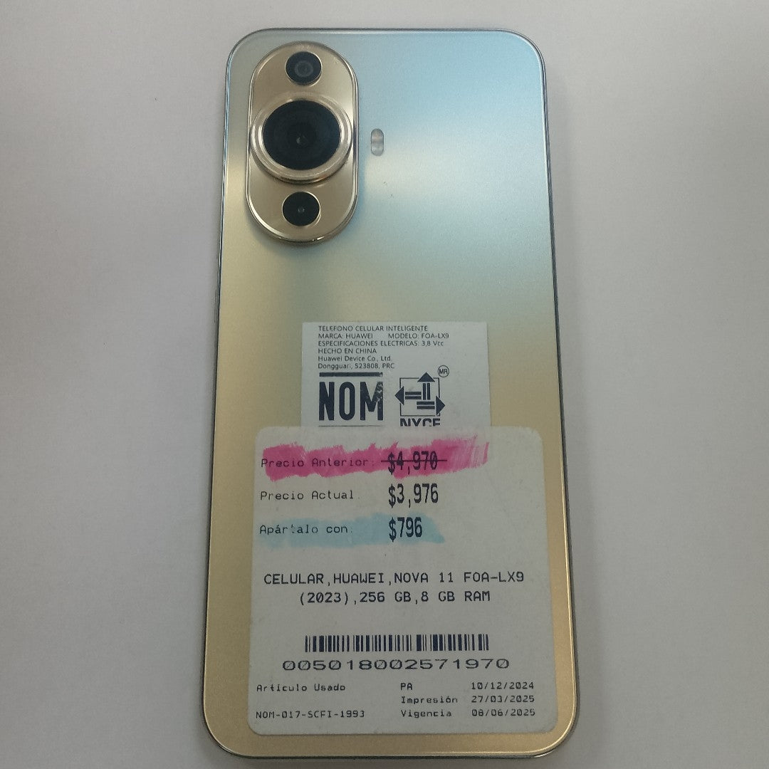 CELULAR HUAWEI NOVA 11 FOA-LX9 (2023) 256 GB 8 GB RAM (SEMINUEVO)