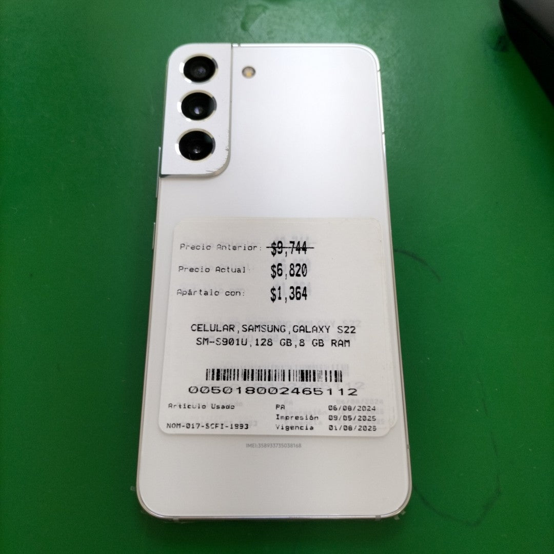 CELULAR SAMSUNG GALAXY S22 SM-S901U 128 GB 8 GB RAM (SEMINUEVO)