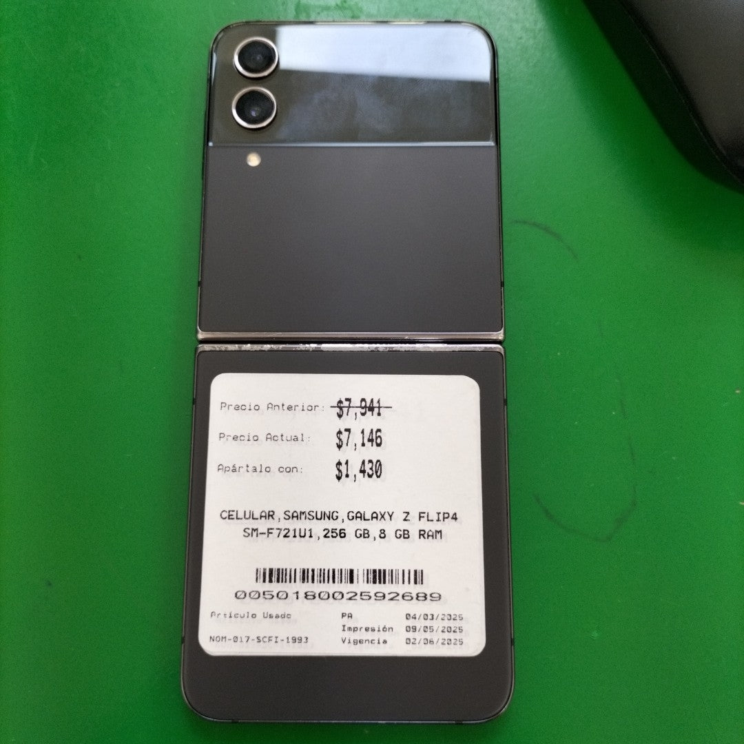 CELULAR SAMSUNG GALAXY Z FLIP4 SM-F721U1 256 GB 8 GB RAM (SEMINUEVO)