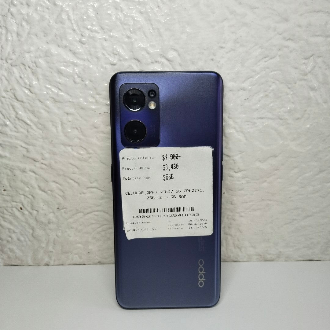 CELULAR OPPO  RENO7 5G CPH2371 256 GB 8 GB RAM (SEMINUEVO)