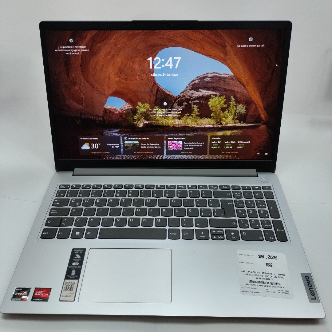 LAPTOP LENOVO IDEAPAD 1 15AMN7 (2023) 256 GB SSD 8 GB RAM (SEMINUEVO)