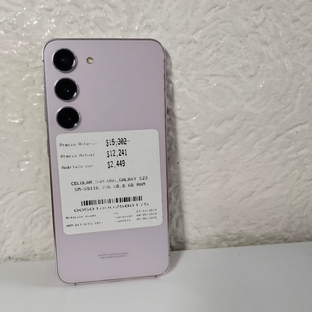 CELULAR SAMSUNG GALAXY S23 SM-S911B 256 GB 8 GB RAM (SEMINUEVO)