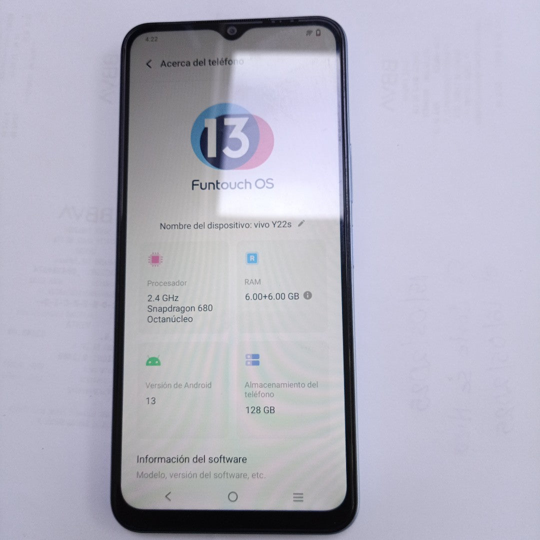 CELULAR VIVO Y22S V2206 128 GB 6 GB RAM (SEMINUEVO)