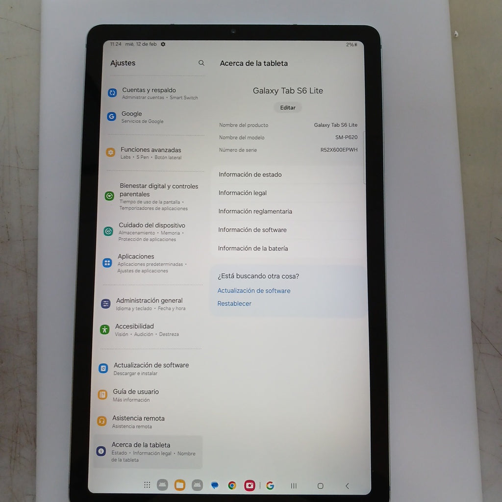 TABLETA SAMSUNG GALAXY TAB S6 LITE SM-P620 (2024) 128 GB 4 GB RAM (SEMINUEVO)
