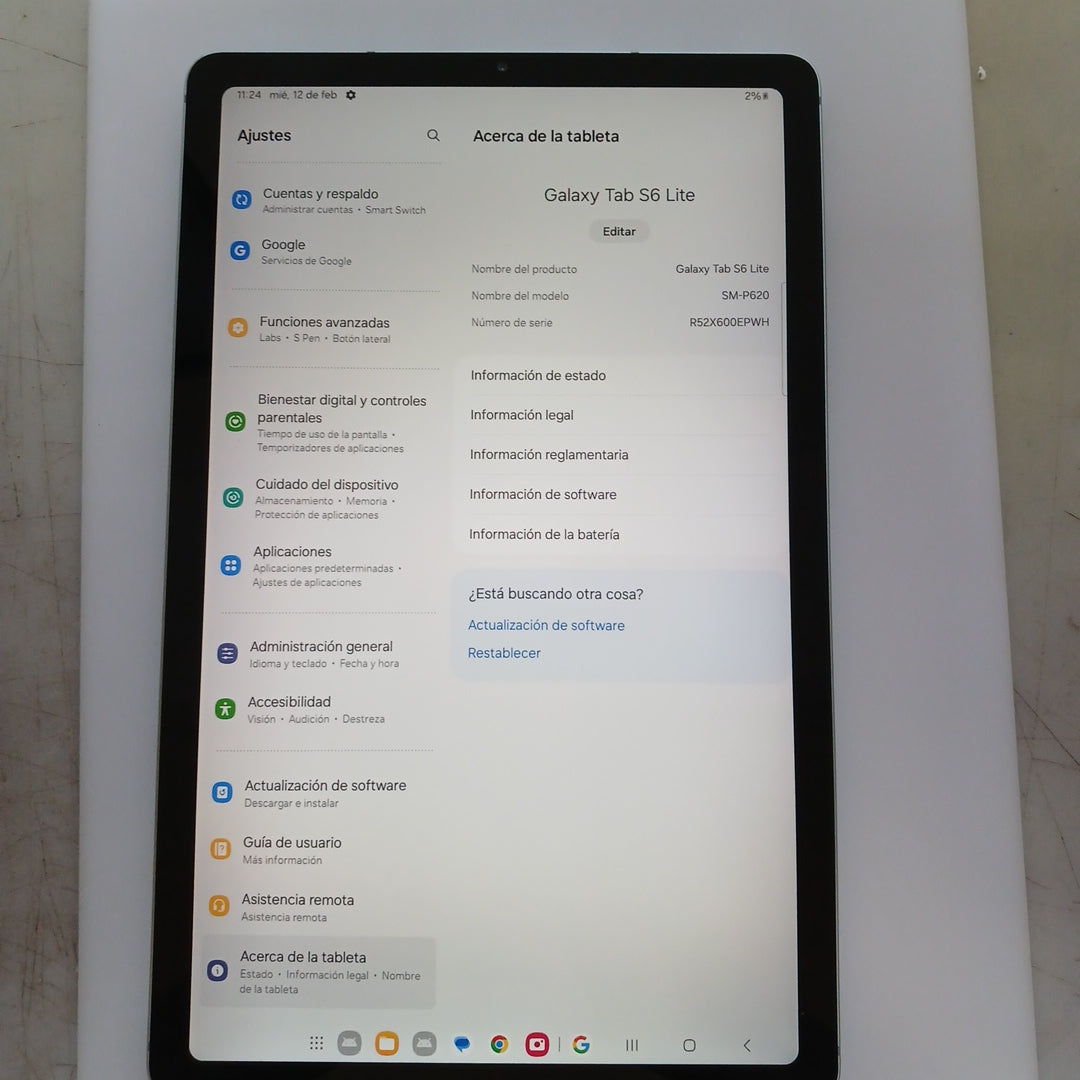 TABLETA SAMSUNG GALAXY TAB S6 LITE SM-P620 (2024) 128 GB 4 GB RAM (SEMINUEVO)