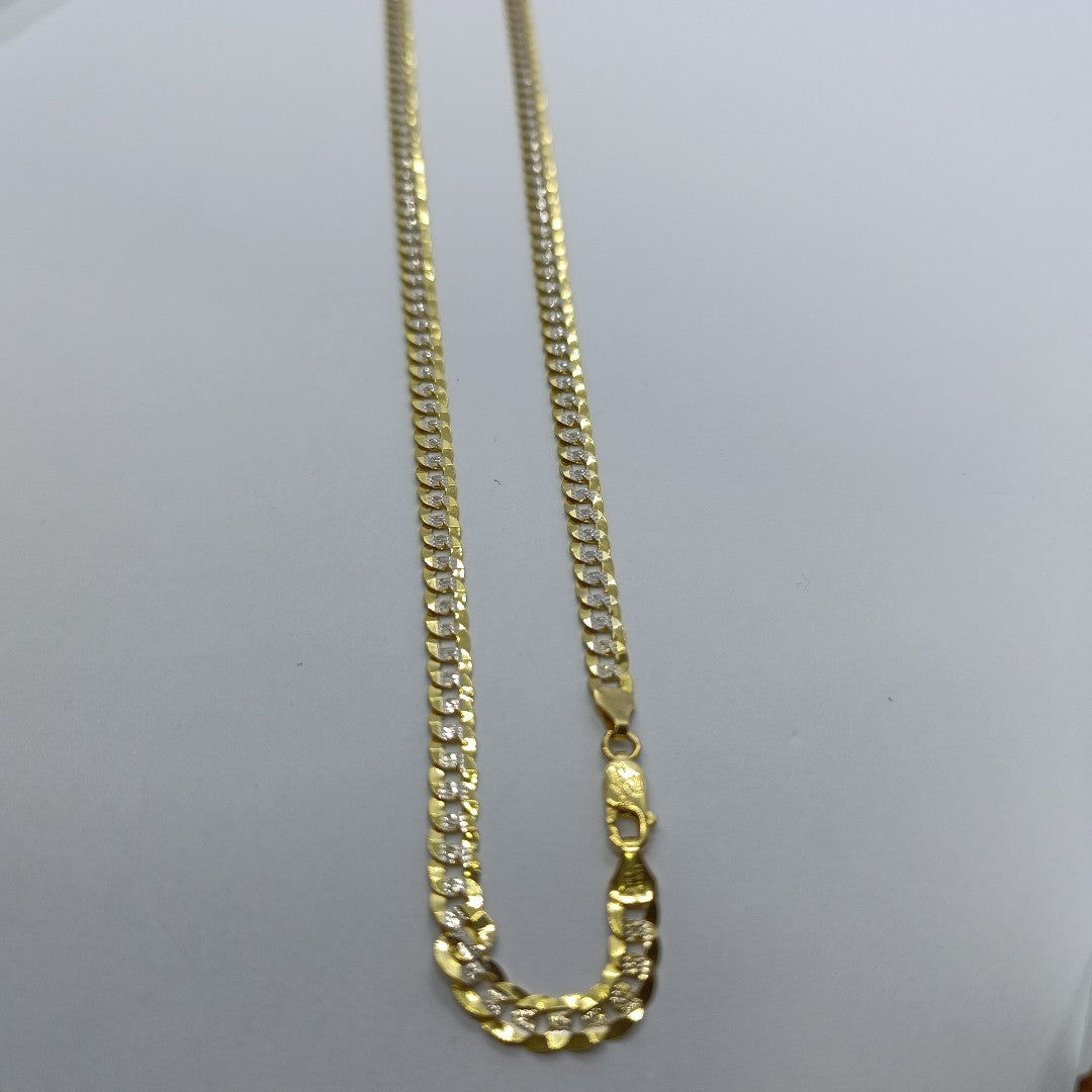 CADENAS BARBADA DIAMANTADA ORO 14K 15.5 (NUEVO)