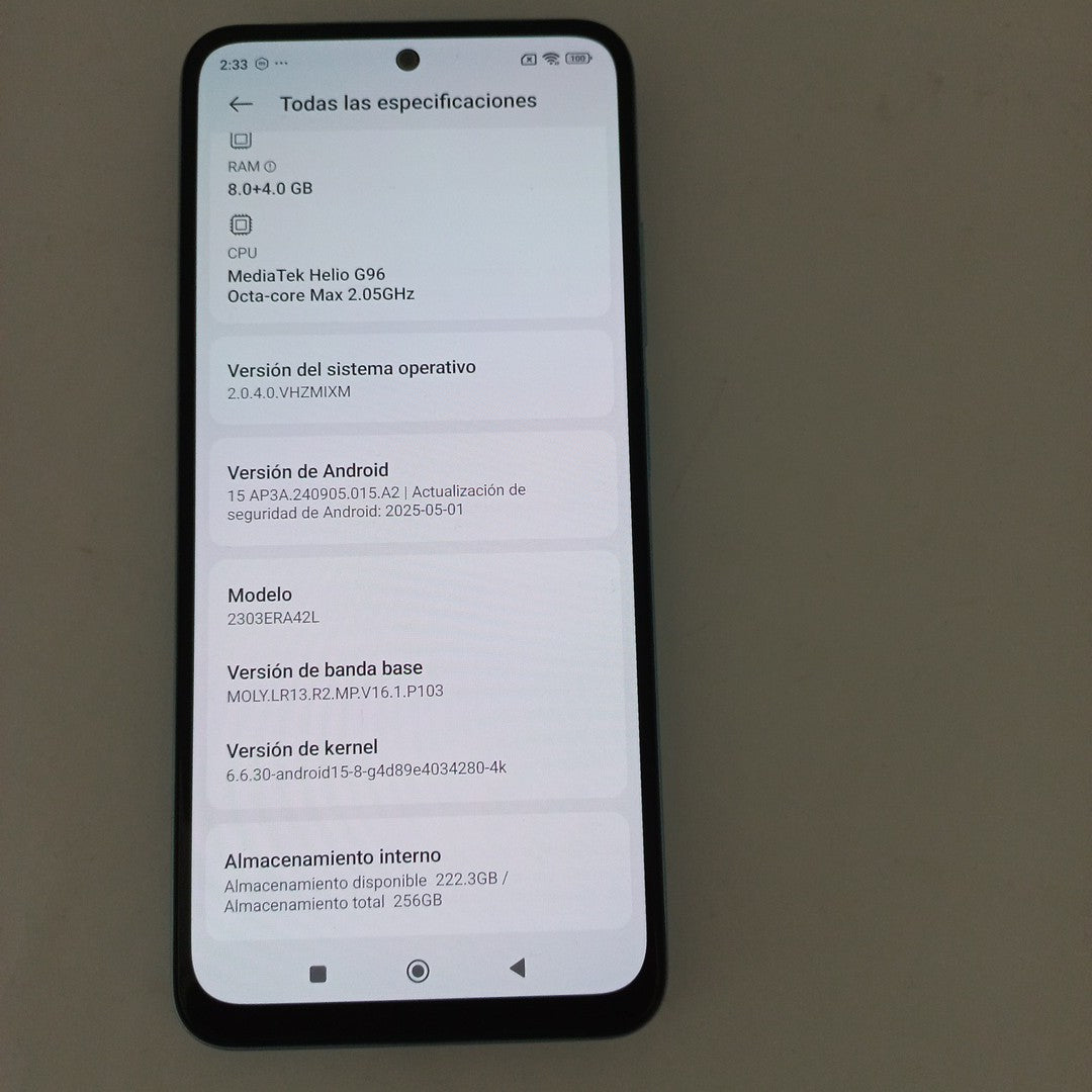 CELULAR XIAOMI REDMI NOTE 12S 2303ERA42L (2023) 256 GB 8 GB RAM (SEMINUEVO)