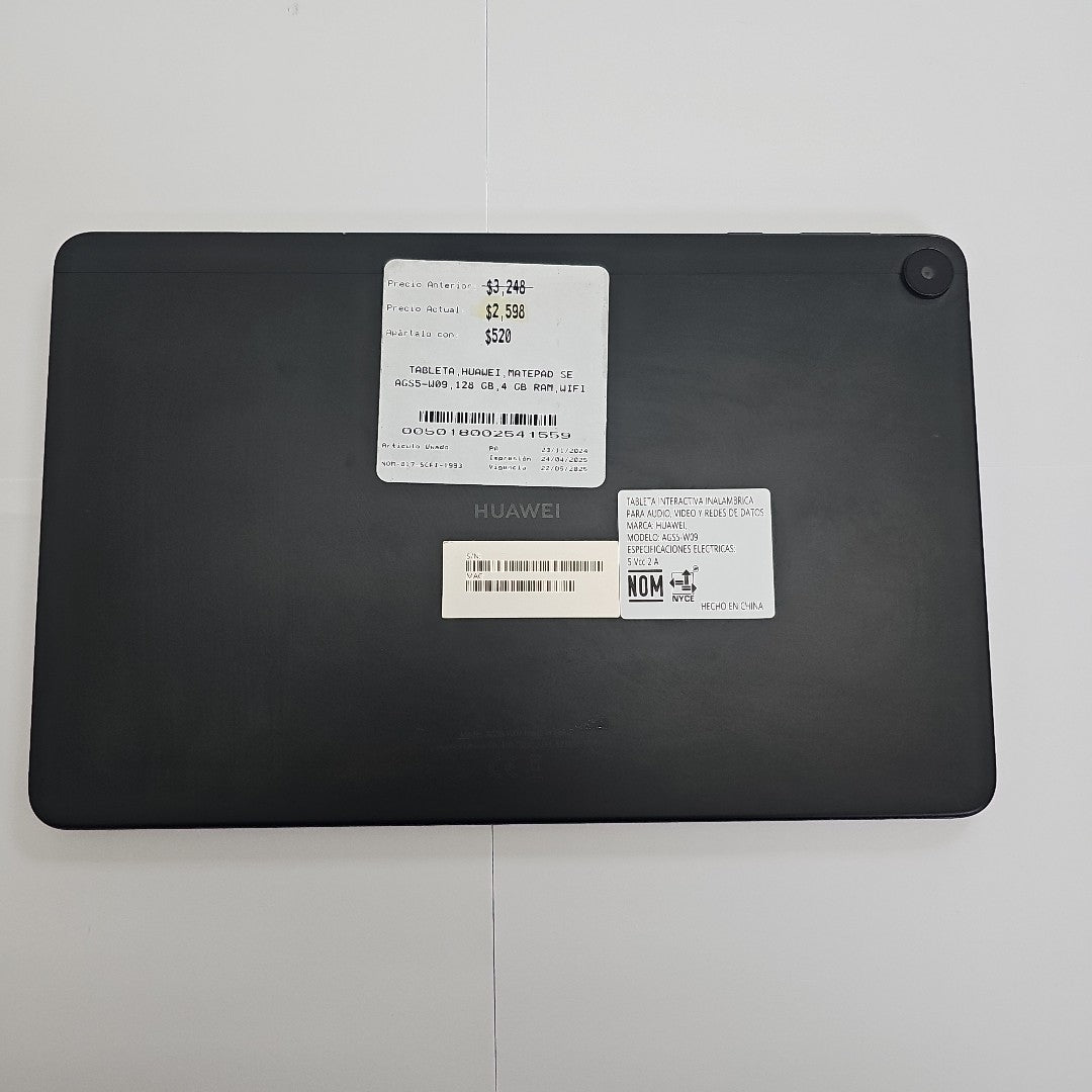 TABLETA HUAWEI MATEPAD SE AGS5-W09 128 GB 4 GB RAM (SEMINUEVO)