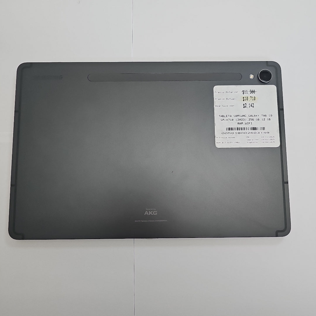 TABLETA SAMSUNG GALAXY TAB S9 SM-X710 (2023) 256 GB 12 GB RAM (SEMINUEVO)