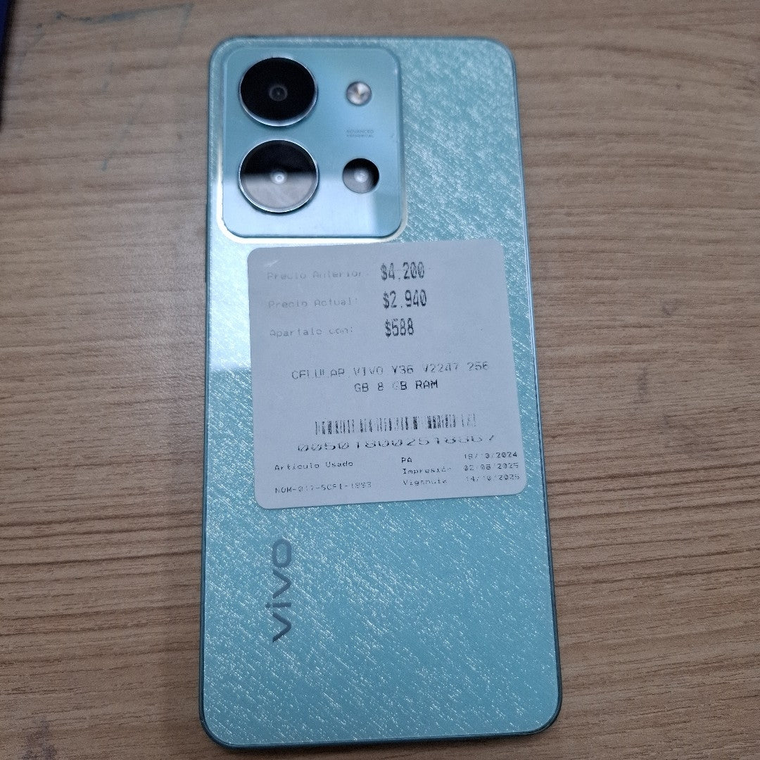 CELULAR VIVO Y36 V2247 256 GB 8 GB RAM (SEMINUEVO)