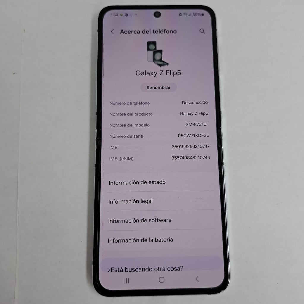 CELULAR SAMSUNG GALAXY Z FLIP 5 SM-F731U1 (2023) 256 GB 8 GB RAM (SEMINUEVO)