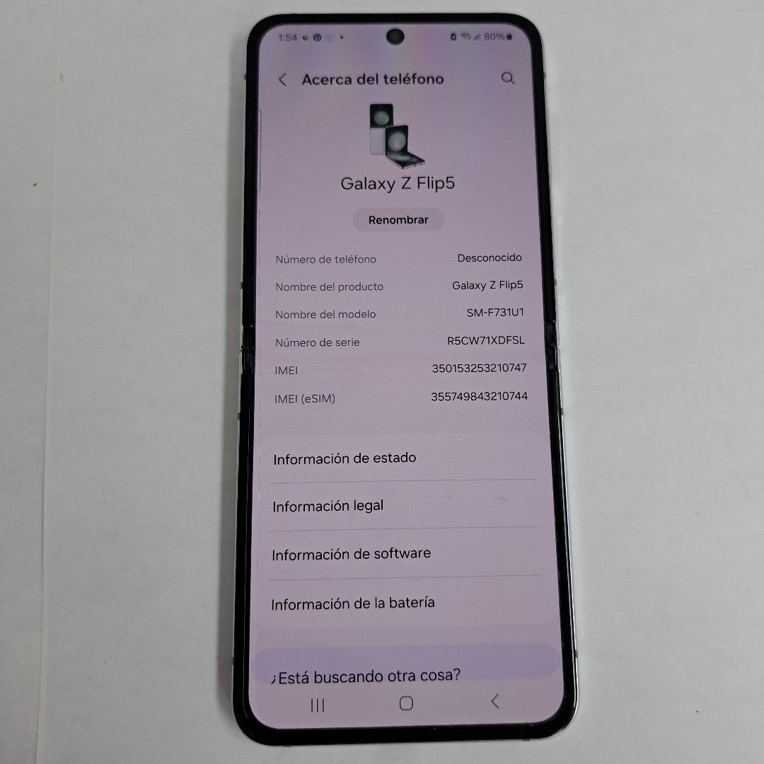 CELULAR SAMSUNG GALAXY Z FLIP 5 SM-F731U1 (2023) 256 GB 8 GB RAM (SEMINUEVO)