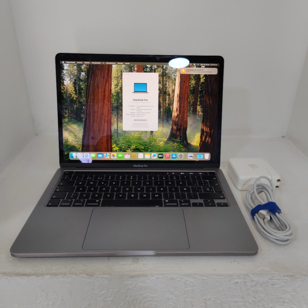 LAPTOP APPLE MACBOOK PRO 13" 2020 1.4 A2289 512 GB SSD 8 GB RAM (SEMINUEVO)