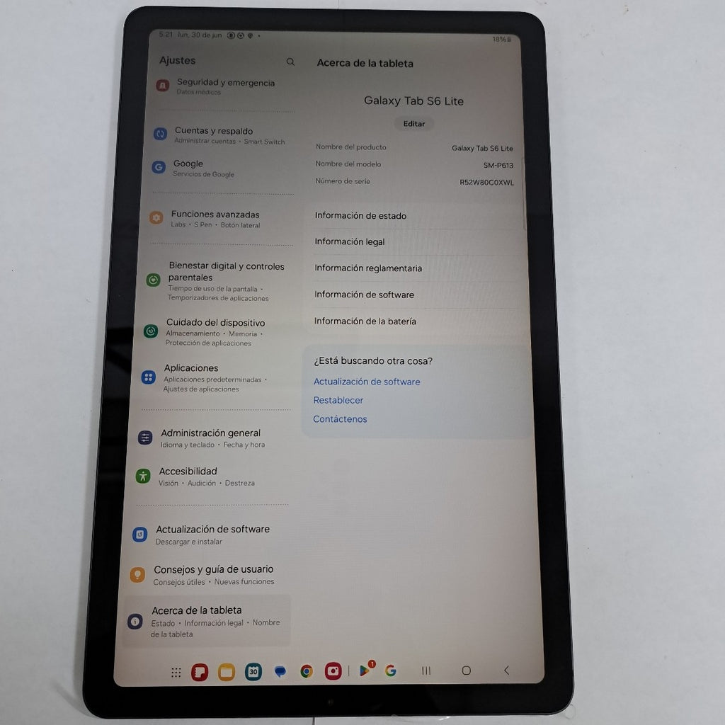 TABLETA SAMSUNG GALAXY TAB S6 LITE SM-P613 128 GB 4 GB RAM (SEMINUEVO)