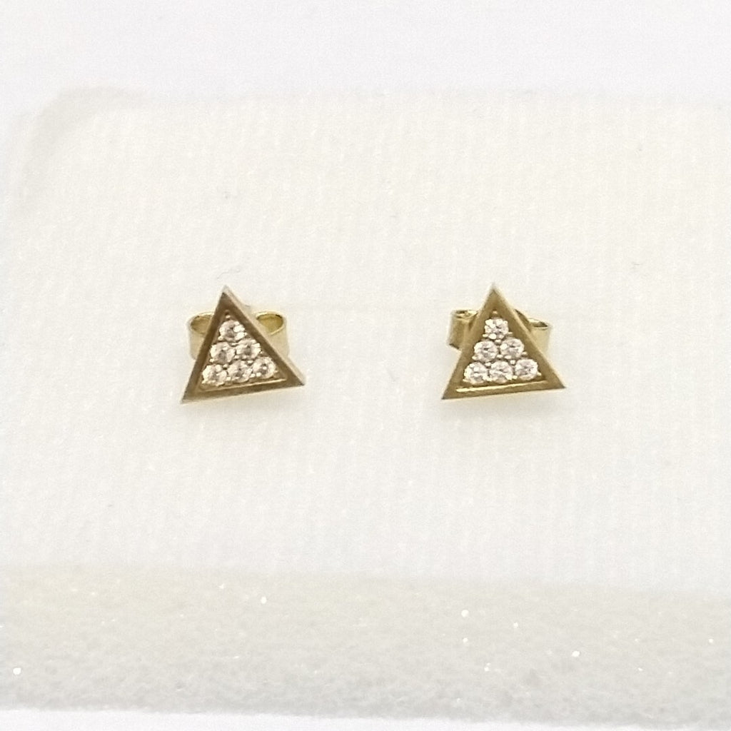 10387BRO00000B1555 FRD11 BROQUEL DE TRIANGULO CON CIRCONIAS EN MEDIO ORO 14K 1.2GRS (NUEVO)