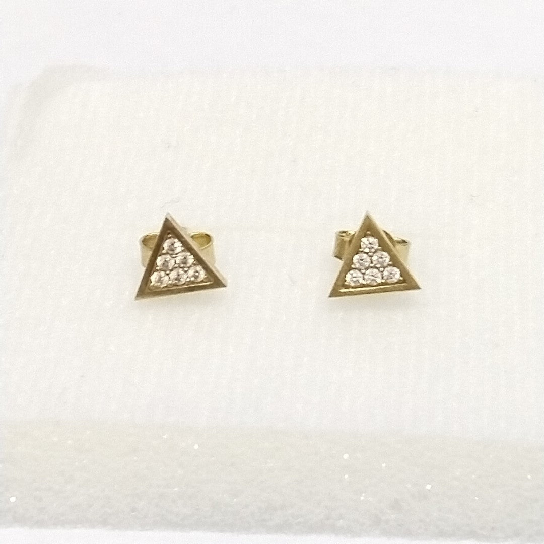 10387BRO00000B1555 FRD11 BROQUEL DE TRIANGULO CON CIRCONIAS EN MEDIO ORO 14K 1.2GRS (NUEVO)