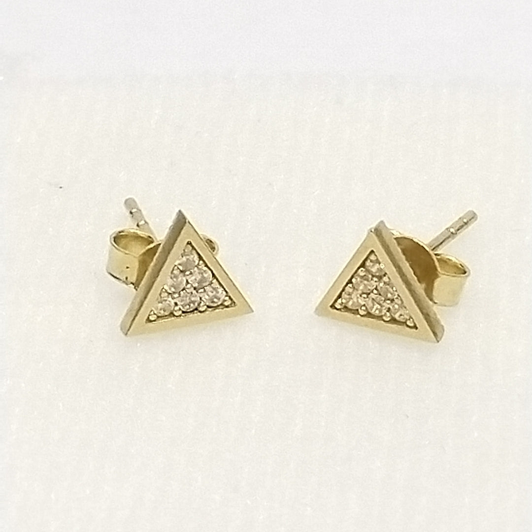 10023BRO00000B1919 FRD12 BROQUEL DE TRIANGULO CON CIRCONIAS EN MEDIO ORO 14K 1.2GRS (NUEVO)