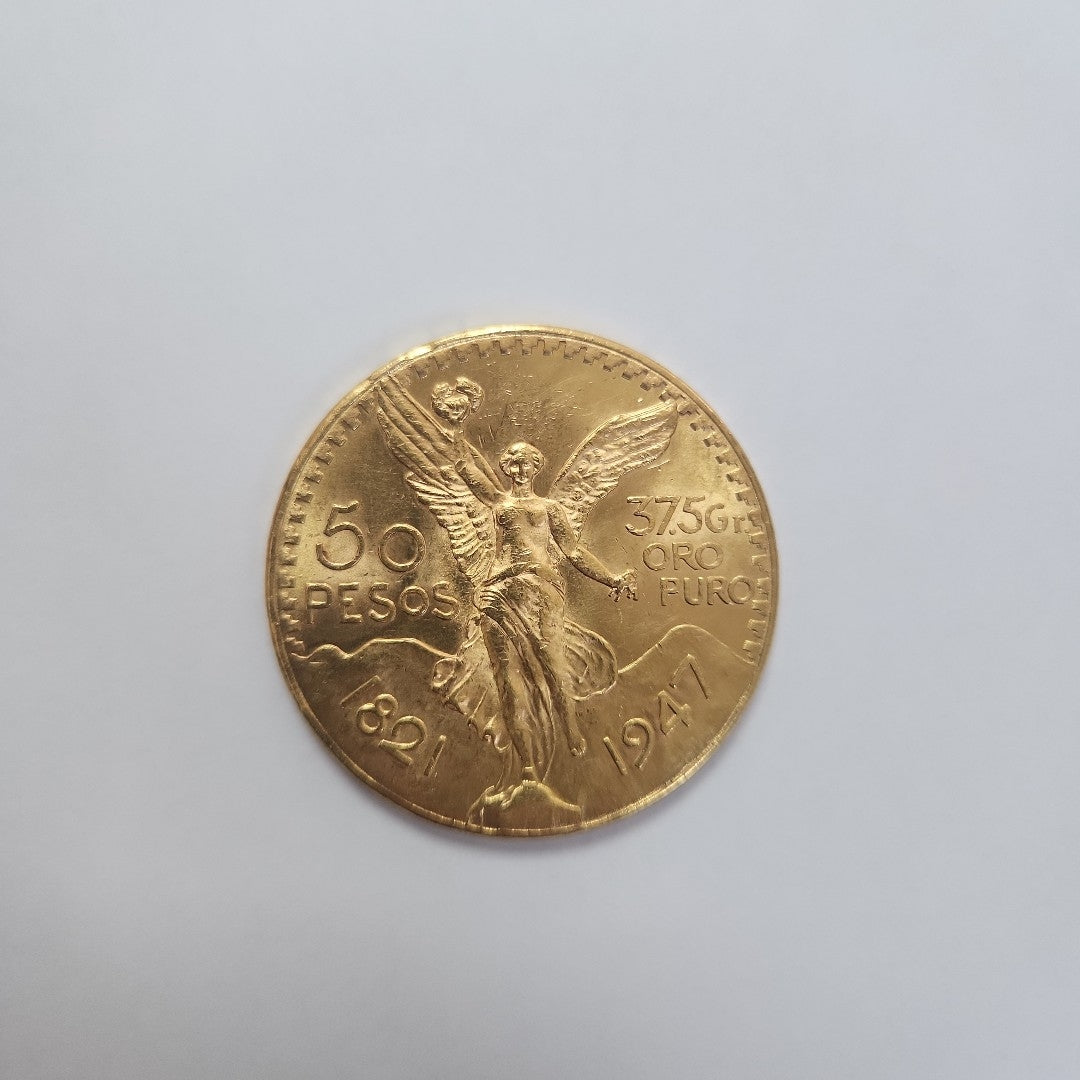 K1 41.6 GRMS - DESC.  0 GRAMOS - 21 K - AVALÚO  77688 * * IDENTIFICACIÓN  MONEDA NOMINATIVA. * MONEDAS PESOS  50 PESOS. (SEMINUEVO)