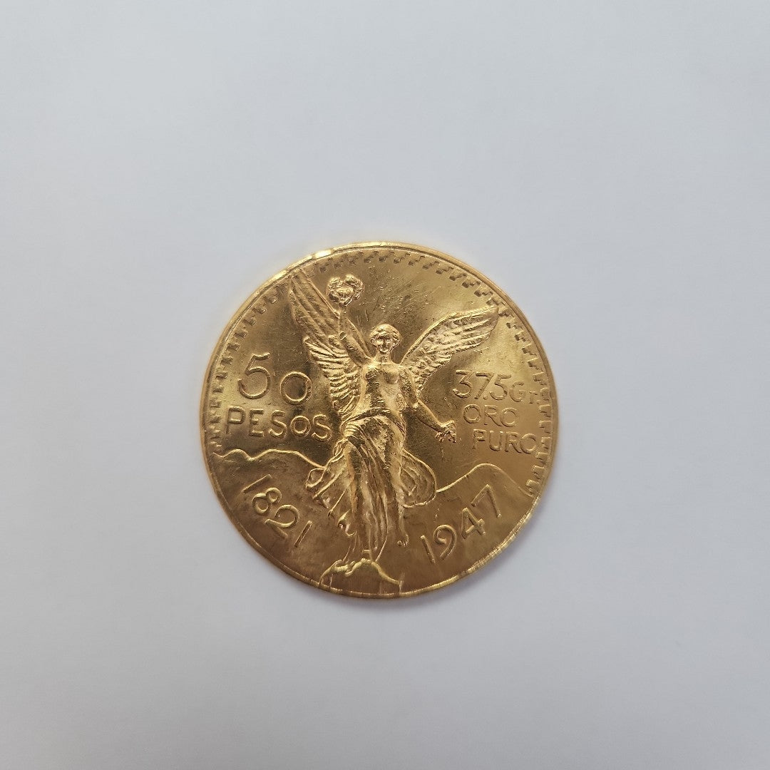 K1 41.6 GRMS - DESC.  0 GRAMOS - 21 K - AVALÚO  77688 * * IDENTIFICACIÓN  MONEDA NOMINATIVA. * MONEDAS PESOS  50 PESOS. (SEMINUEVO)
