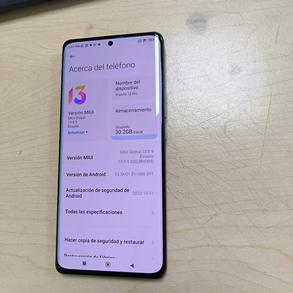 CELULAR XIAOMI 12 PRO 2201122G (2022) 256 GB 12 GB RAM (SEMINUEVO)
