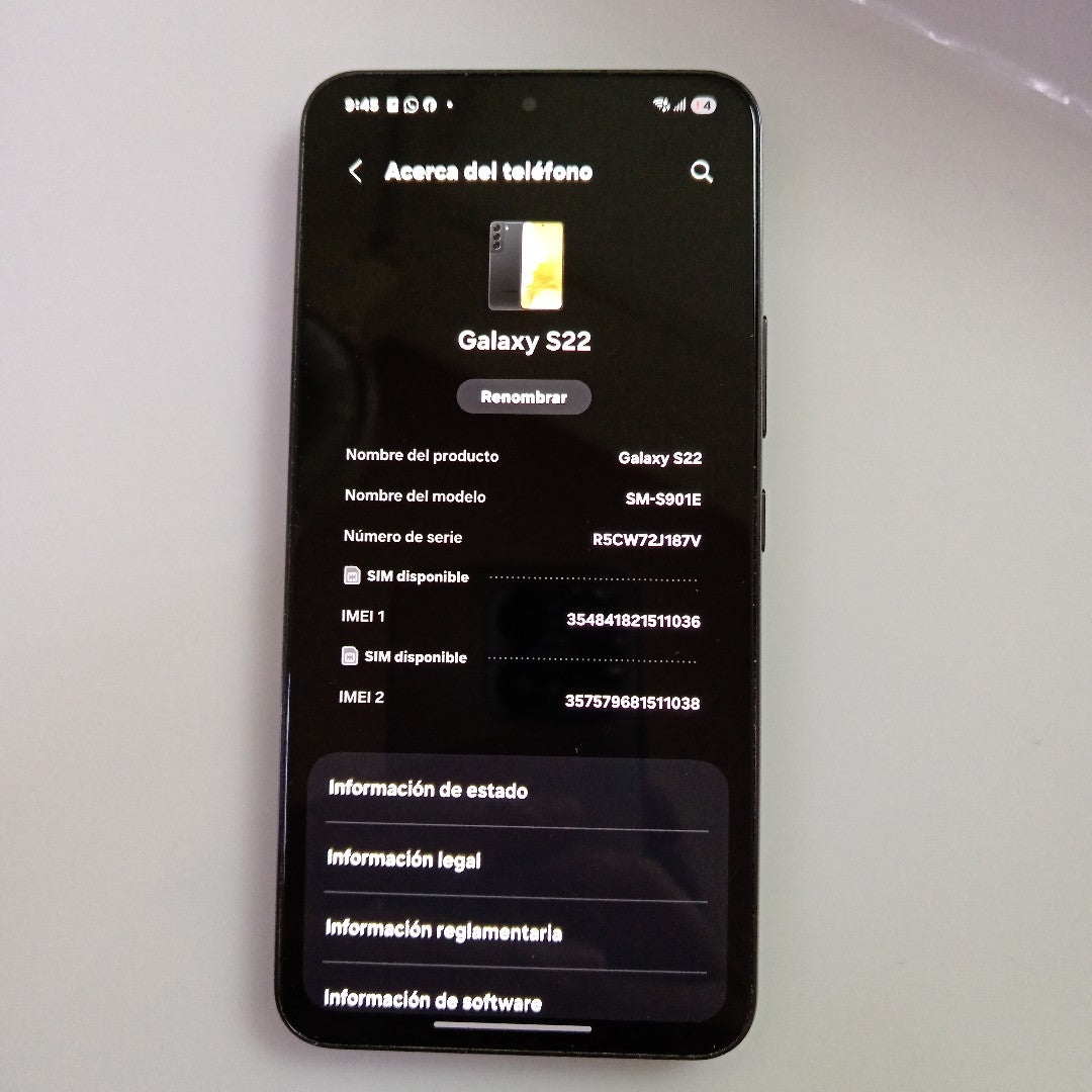CELULAR SAMSUNG GALAXY S22 SM-S901E 128 GB 8 GB RAM (SEMINUEVO)