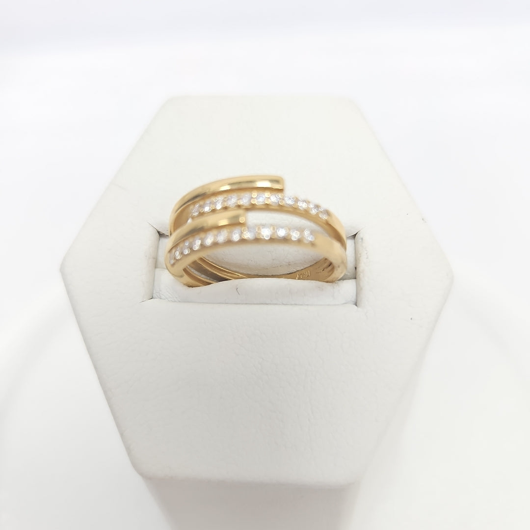 10020AND00060B1541 FRD6 ANILLO CUATRO HILOS DOS CON CIRCONIA ORO 14K 3.3GRS (NUEVO)