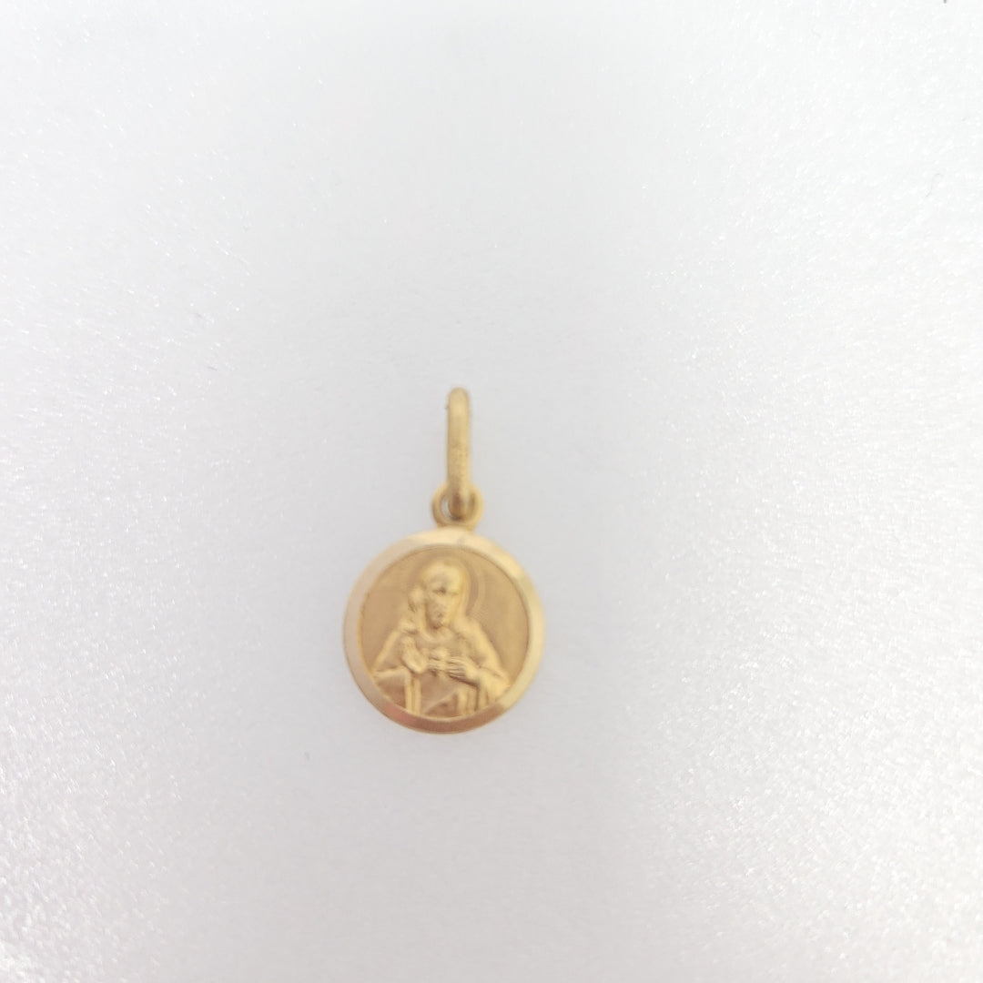 10007REL11400B114 FRD3 MEDALLA PEQUEÑA CIRCULAR DOBLE IMAGEN O/A ORO 14K 1.6GRS (NUEVO)